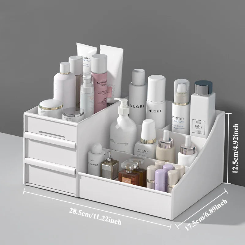 3 Layers Desktop Sundries Cosmetic Box Lipstick skincare products Storage Box Dresser Drawer Type Plastic Jewelry Storage Rack Peaceful Pleasures Health and Wellness ivory white