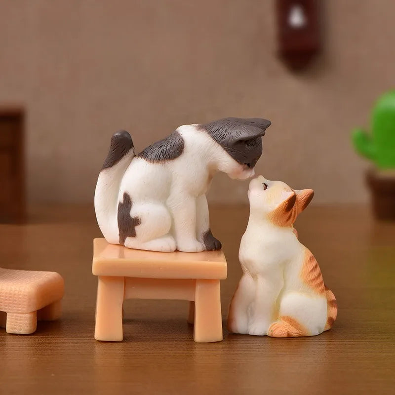 Miniature Cat Figurines Resin Landscape Decoration Miniature Figurines Accessories for Desk Landscape Plant Pot Bonsai Craft Peaceful Pleasures Health and Wellness