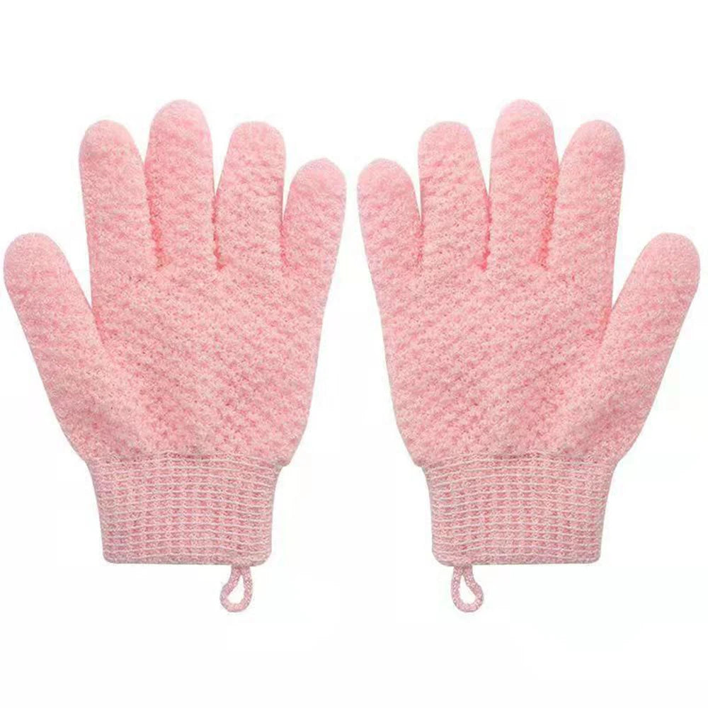 2PCS Exfoliating Bath Gloves Set for Shower Deep Cleaning Body Scrubbing Gloves for Women And Men Peaceful Pleasures Health and Wellness Pink In two packs