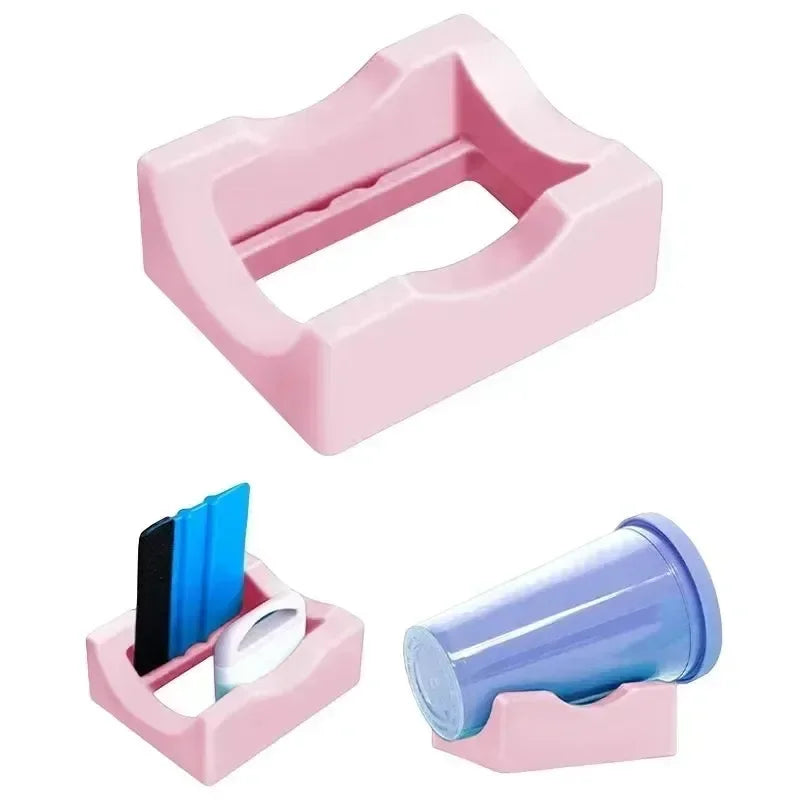 Tumbler Holder For Crafts Decals Tumbler Stand Curvature Supports Cup Holder With Builts-In Slot Mug Glass Silicone Cup Cradle Peaceful Pleasures Health and Wellness