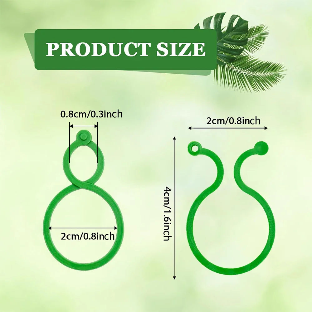 50Pcs 8 Word Buckle Vine Tying Clips Ring Fixing Bracket Garden Plant Holder Tools Garden Decorations Plant Climbing Wall Clips Peaceful Pleasures Health and Wellness Green 50pcs