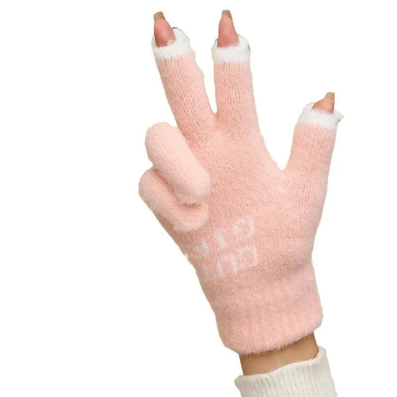Panda Fingerless Gloves | Touchscreen Knit Winter Cycling Gift
