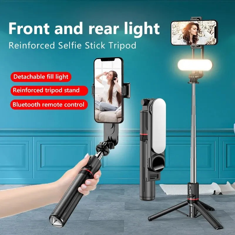 Portable Wireless Selfie Stick Tripod Stand With Fill Light Extendable Multifunctional Tripod For Ios Phone Video Live Streaming Peaceful Pleasures Health and Wellness
