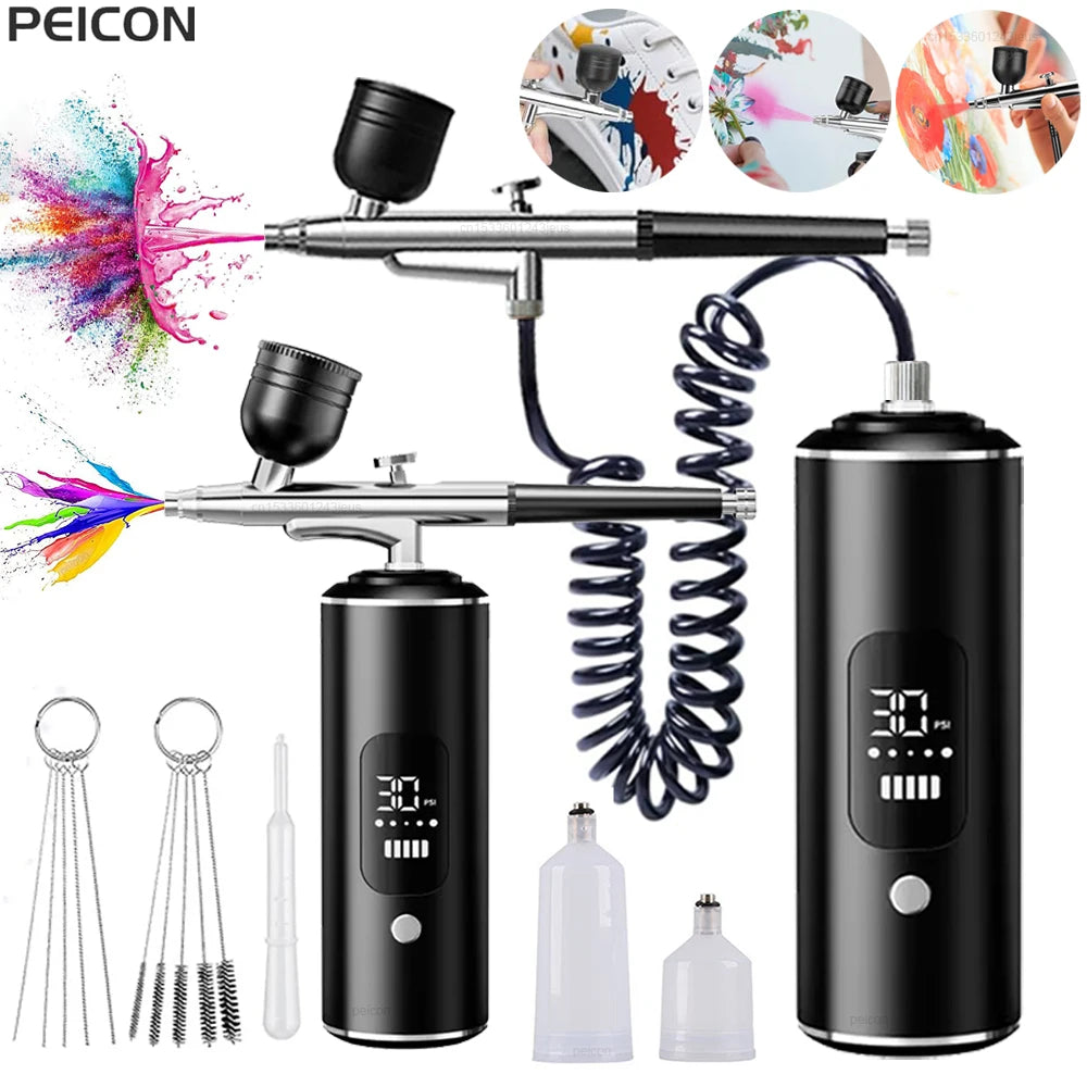 Airbrush with Compressor Paint Spray Gun Portable Airbrush Painting Mini Spray Gun for Paint Model Airbrush Kit with Compressor Peaceful Pleasures Health and Wellness