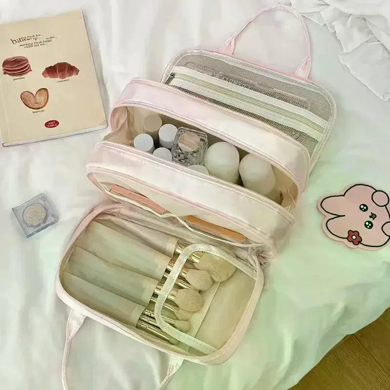 Large Travel Cosmetic Bag – Lightweight Nylon Toiletry Organizer