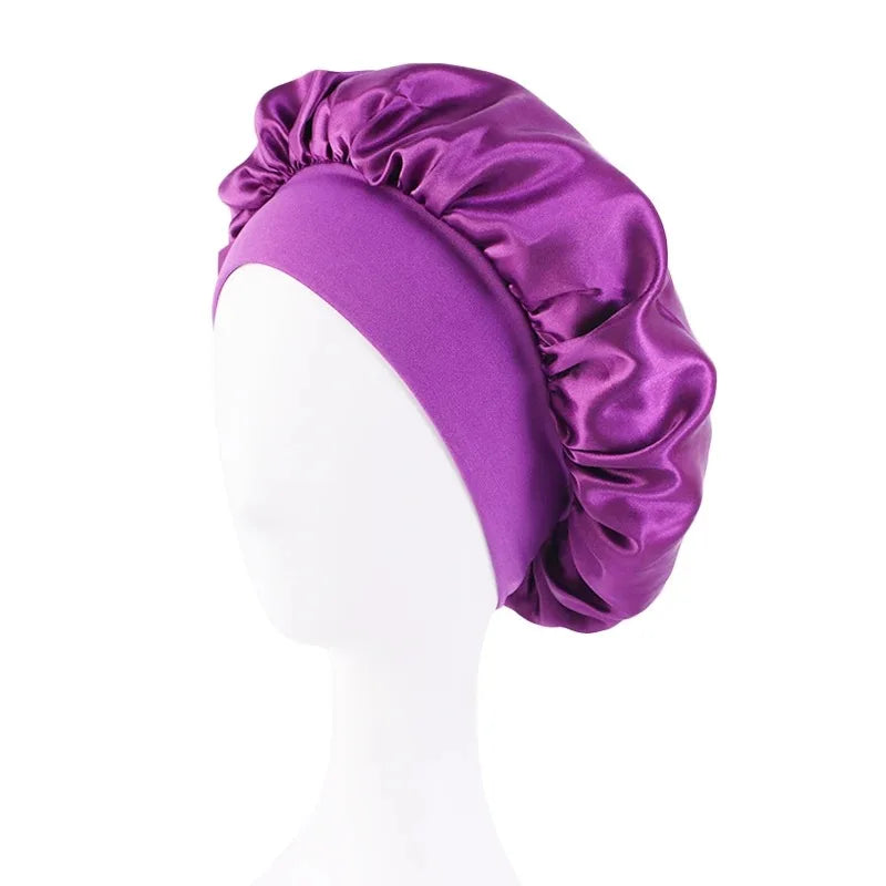 Women's Satin Sleep Bonnet | Wide Brim, Elastic Band Hair Care