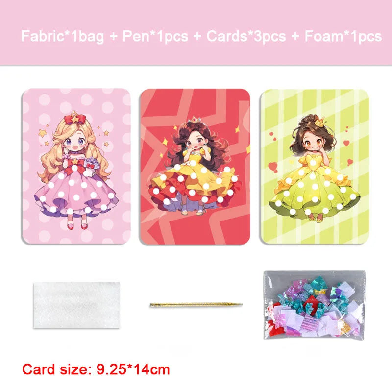 Creative Princess Puzzle Puncture Painting Board Pens Fabric Craft