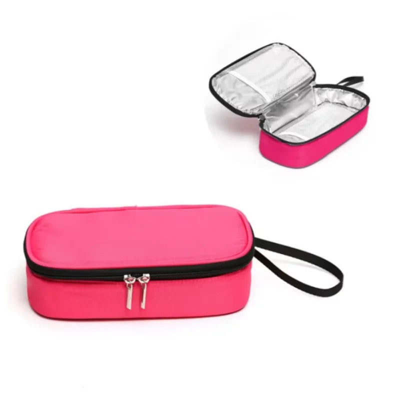 Portable First Aid Kit Insulin Cooling Bag Diabetic Pocket Pill Protector Waterproof Thermal Insulated medical Cooler No Gel Peaceful Pleasures Health and Wellness Rose red 1pc