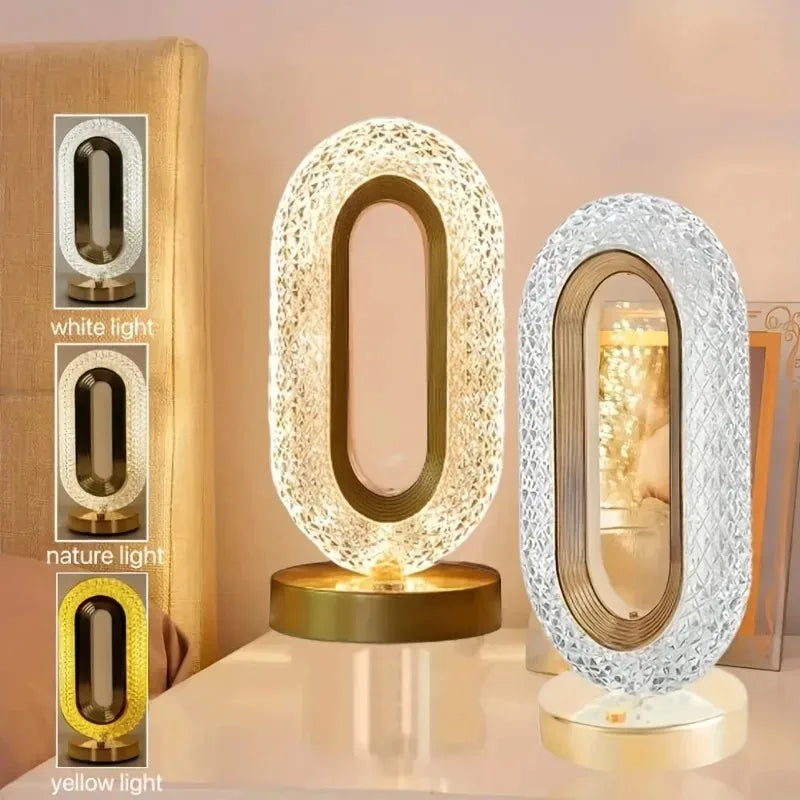 GGbingo 3D Track Crystal Table Lamp Office USB Charging Night Light for Bedroom Living Room Party Decoration Creative Lamp Peaceful Pleasures Health and Wellness