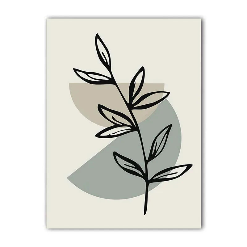 Nordic Minimalist Abstract Leaf Geometric Canvas Wall Art Print Canvas Wall Art Print Peaceful Pleasures Health and Wellness 02 20x25cm No Frame China Mainland