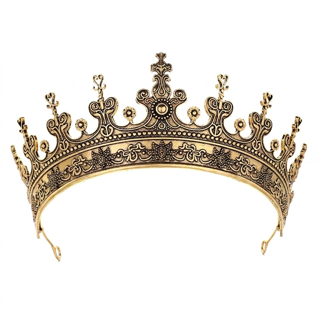 Men's Retro Alloy Crown Headpiece Durable Elegant Design For Weddings Parties Peaceful Pleasures Health and Wellness Gold