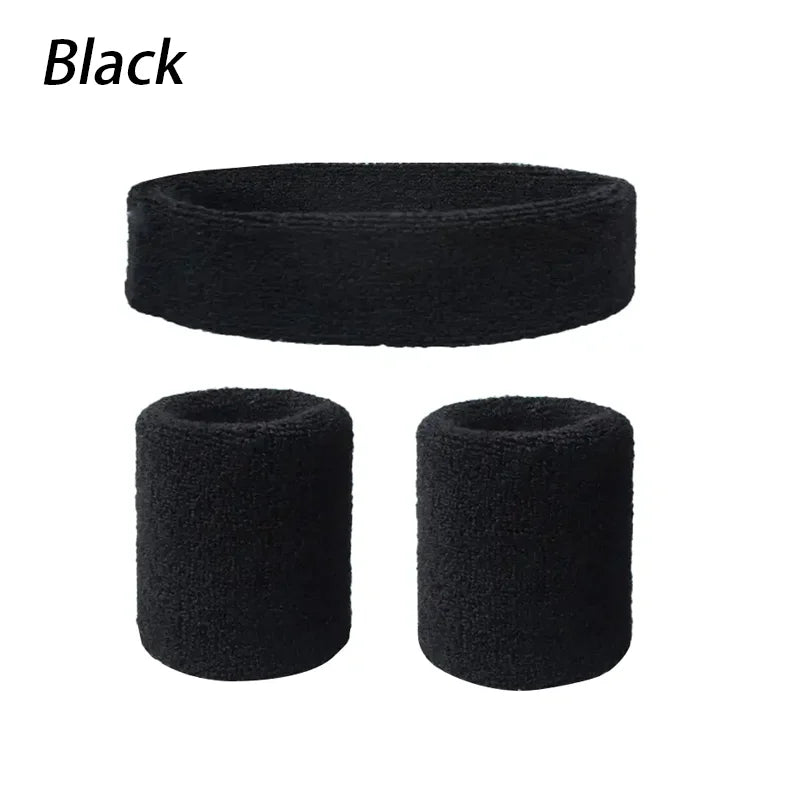 A Set Of Wristband Headband Headband Set For Sports,Sweat Absorbing,Basketball,Headband And Wrist Protection Peaceful Pleasures Health and Wellness Black One Size