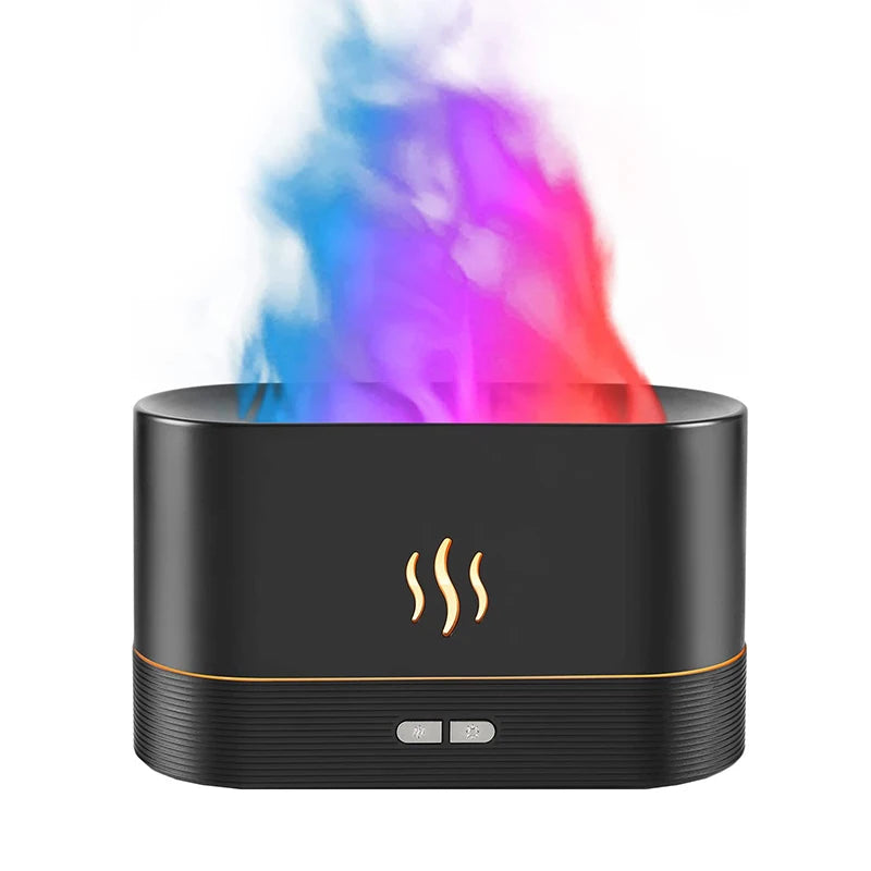 Creative Simulation Flame Aromatherapy Machine Humidifier Diffuser Fragrance Machine Home 5v Office Desktop 3D Flame Humidifier Peaceful Pleasures Health and Wellness