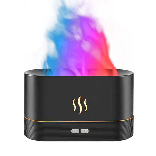 Creative Simulation Flame Aromatherapy Machine Humidifier Diffuser Fragrance Machine Home 5v Office Desktop 3D Flame Humidifier Peaceful Pleasures Health and Wellness