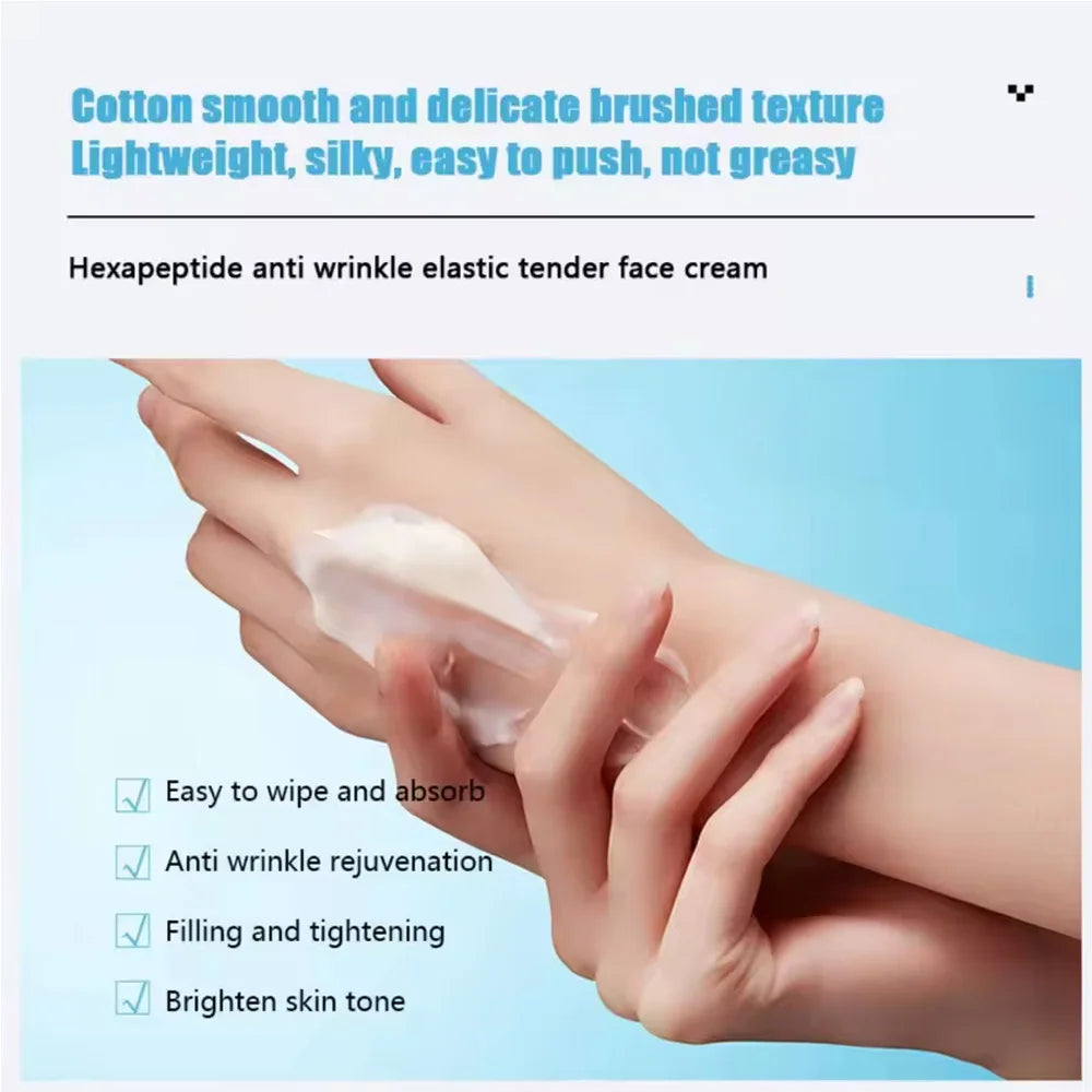 Hexapeptide Face Cream Moisturizing Firming Skin Care Smooth Wrinkles Reduce Fine Lines Improve Dull Brightening Face Cosmetics Peaceful Pleasures Health and Wellness