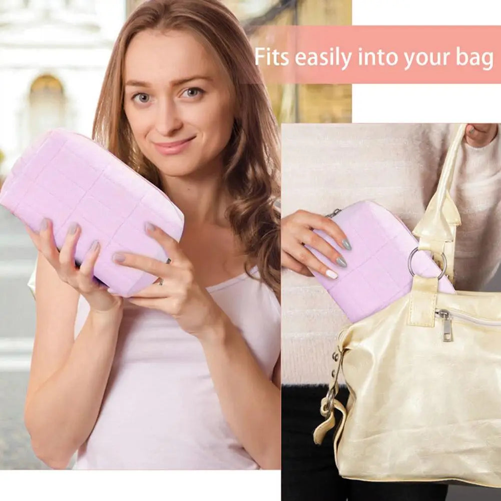 Plush Velvet Makeup Bag – Portable Zipper Cosmetic Travel Pouch