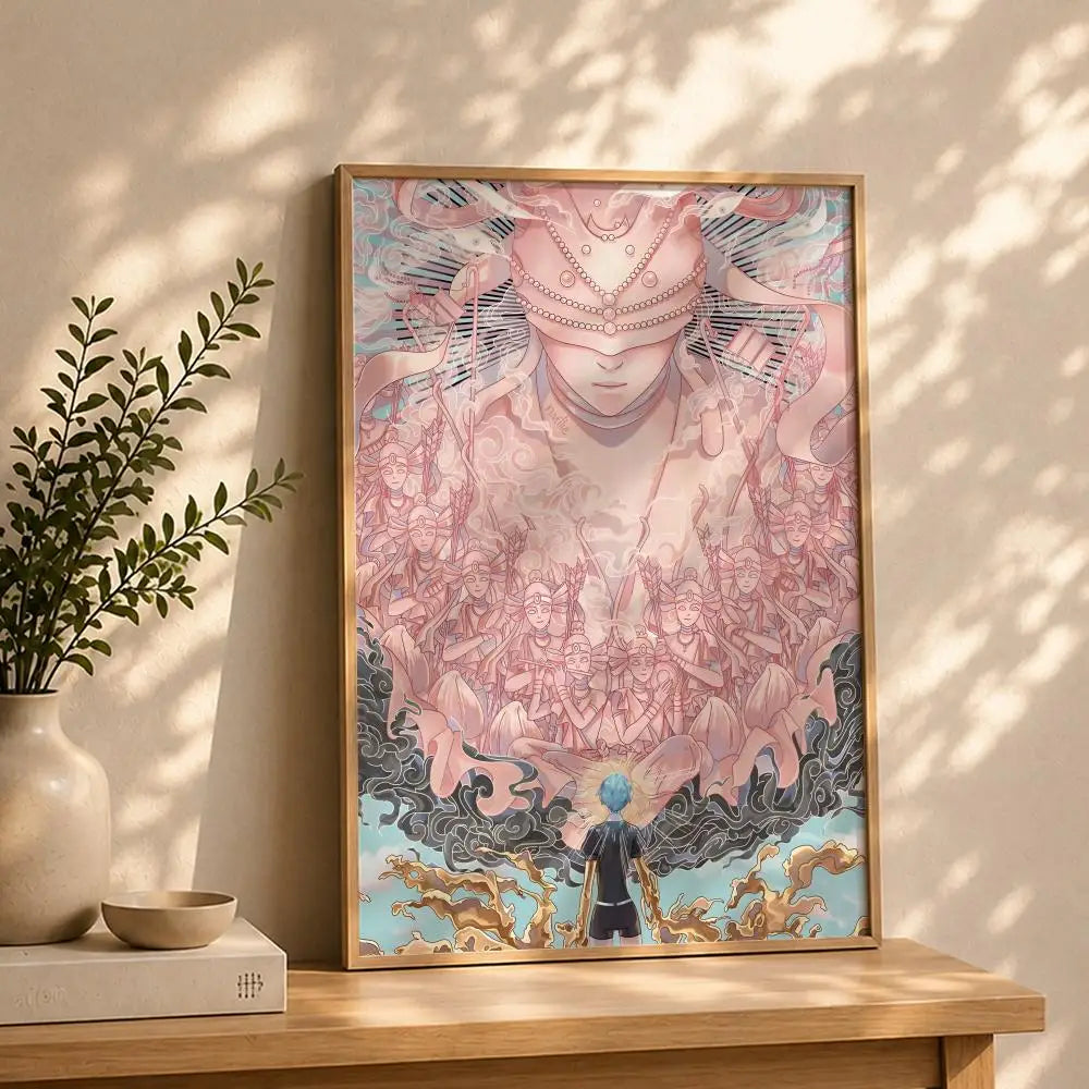Land of the Lustrous Anime Poster – HD Self-Adhesive Wall Art Anime Wall Poster Peaceful Pleasures Health and Wellness White14 50X70cmNoframe