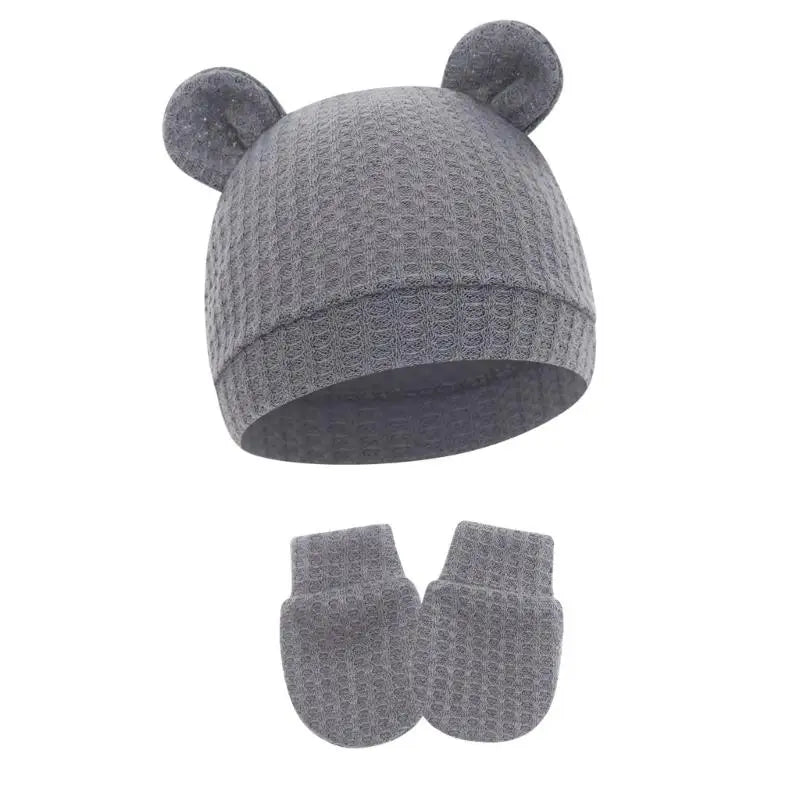 Newborn Baby Hat & Mittens Set | Soft Cotton, 0–6 Months