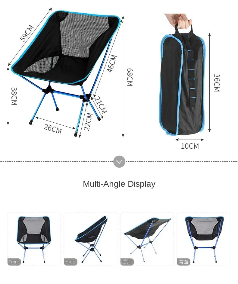 Folding Camping Chair Travel Ultralight Beach Accessories Playa Fishing Lightweight Portable Outdoor Foldable Furniture Peaceful Pleasures Health and Wellness