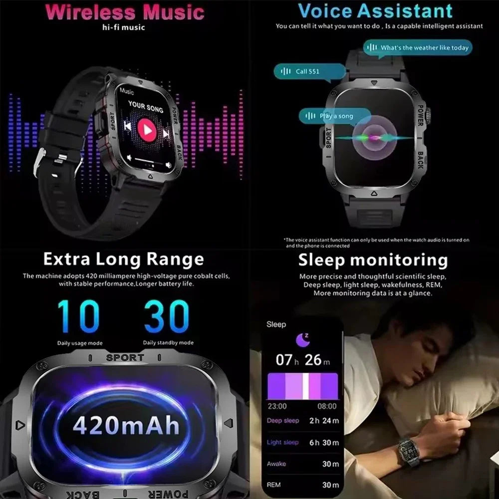 COTAUL Military Smart Watch | Bluetooth Call, GPS, Fitness