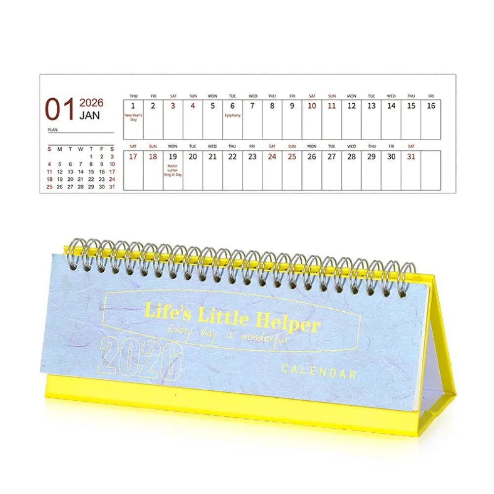 2026 Calendar Desk Calendar Portable Size Simple Style Desktop Display Desktop Decoration Monthly Planner Classroom Use Peaceful Pleasures Health and Wellness Blue