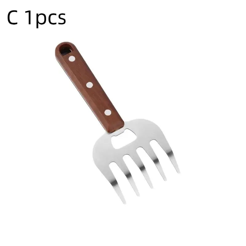 Stainless Steel Meat Shredder Claws & BBQ Fork | Wooden Handle BBQ Meat Shredder Tool Peaceful Pleasures Health and Wellness C