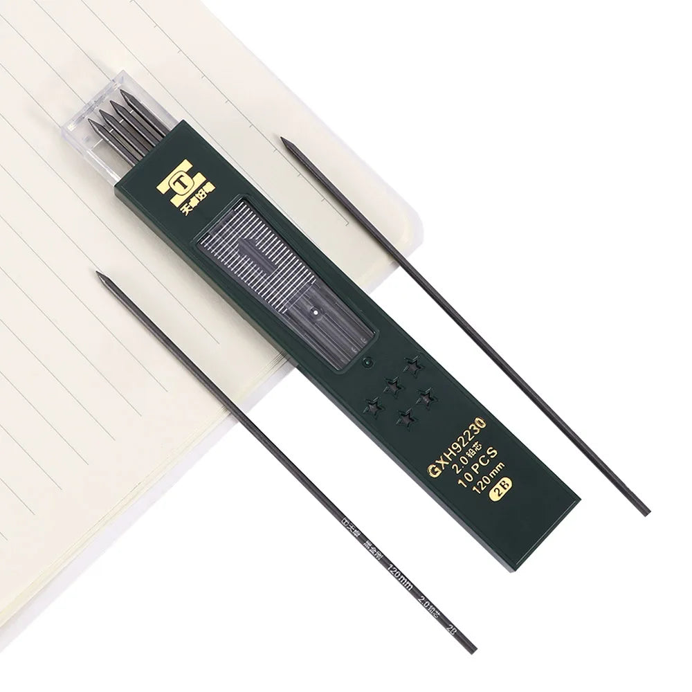 Compasses Core 10 Pcs/box Automatic Pencils 2.0mm Mechanical Pencil Refill Student Stationery for School Supplies HB/2B Lead Peaceful Pleasures Health and Wellness 2B
