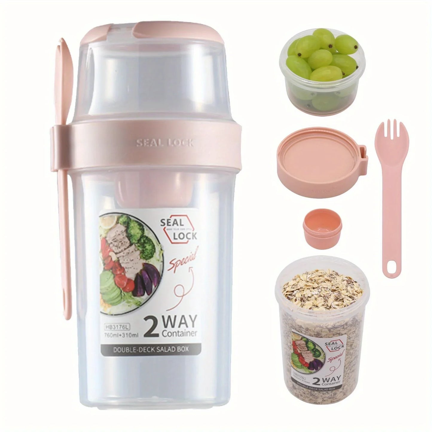 Portable Salad Cup with Lid & Fork | Meal Prep Container