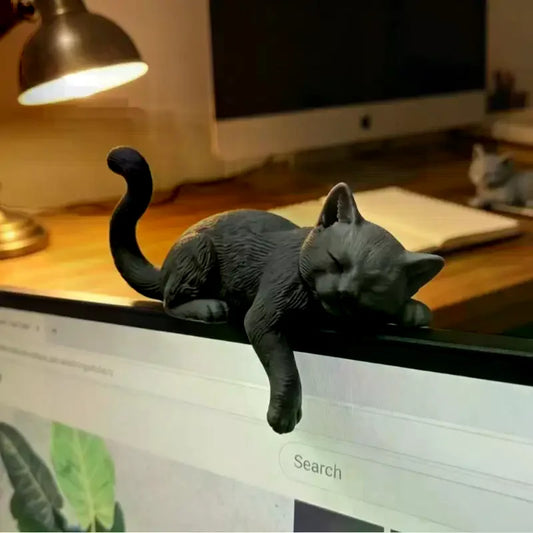 3D Printed Lazy Cat Monitor Edge Ornament | Desktop Decor Desktop Cat Ornament Peaceful Pleasures Health and Wellness Default Title