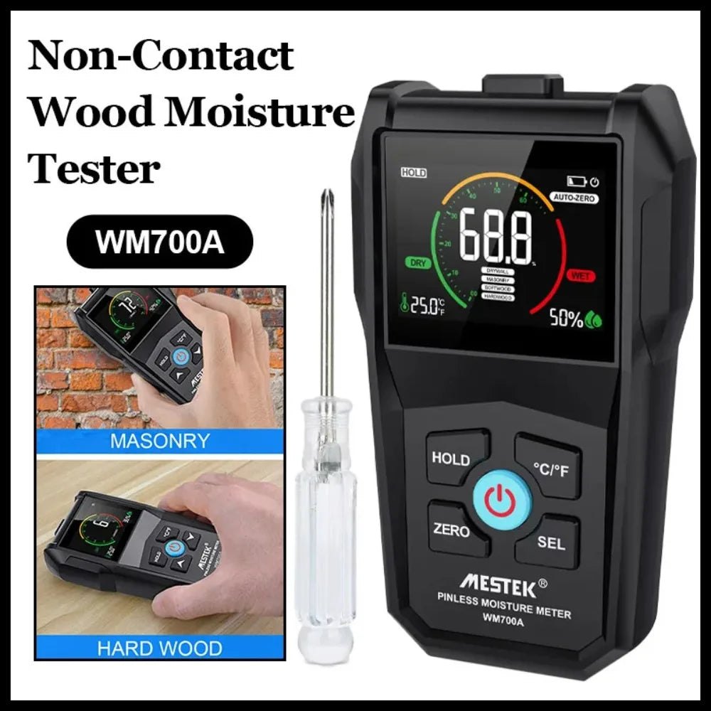 NEW WM700A Non-Contact Wood Moisture Tester Full Angle Inverted Wood Humidity Tester LCD Digital Nondestructive Humidity Meter Peaceful Pleasures Health and Wellness