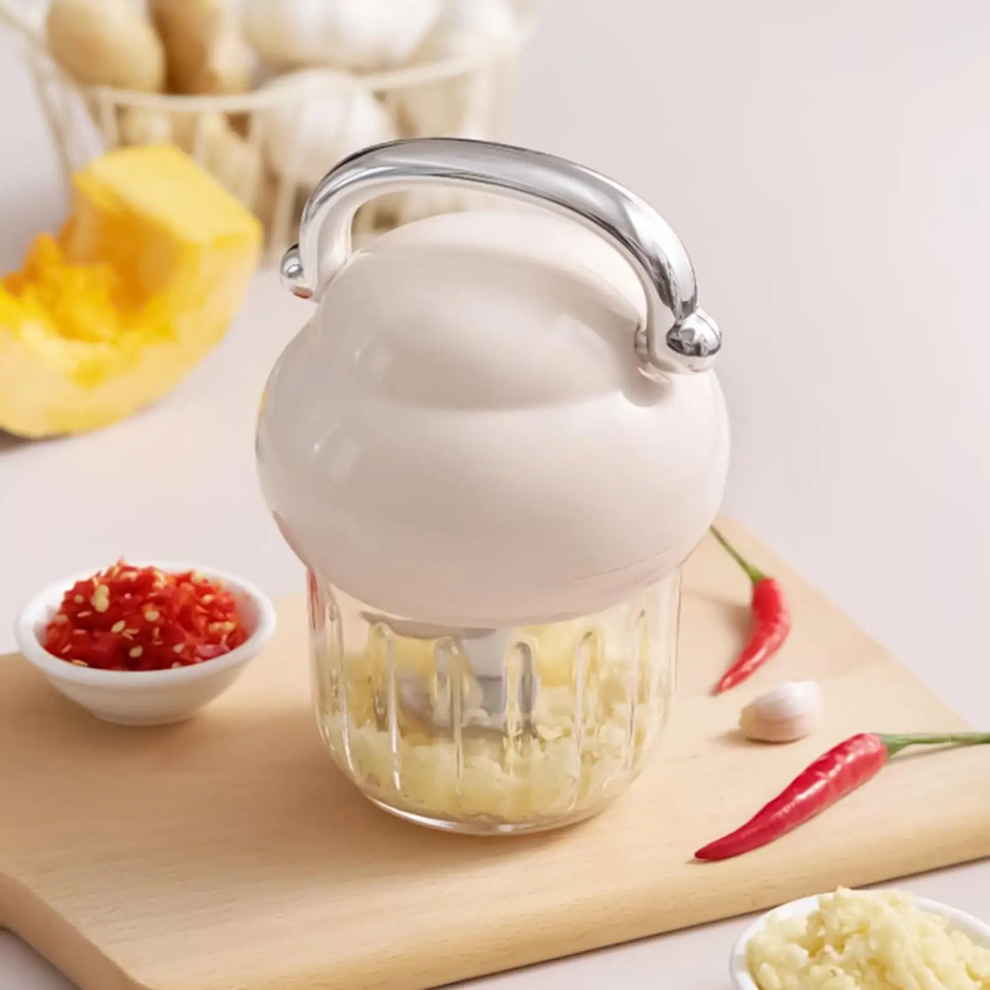 Small Food Processor 350ml Rechargeable High Speed Kitchen Gadgets Electric Mini Chopper Food Processor for Garlic Chili Meat Peaceful Pleasures Health and Wellness