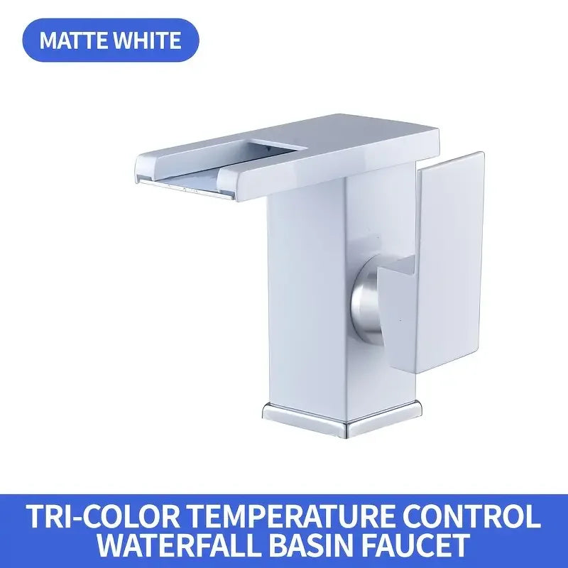 Thermal Color-Changing Waterfall Bathroom Faucet | Dual Handle