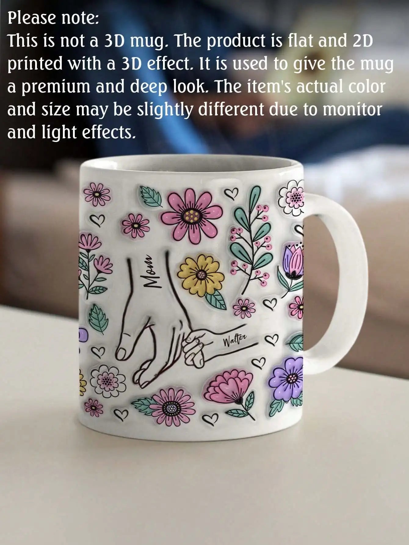 Custom Mom Name Mug Personalized Kids Names Flower Coffee Cup Mothers Day Gift for Mom Grandma Birthday Gift Peaceful Pleasures Health and Wellness