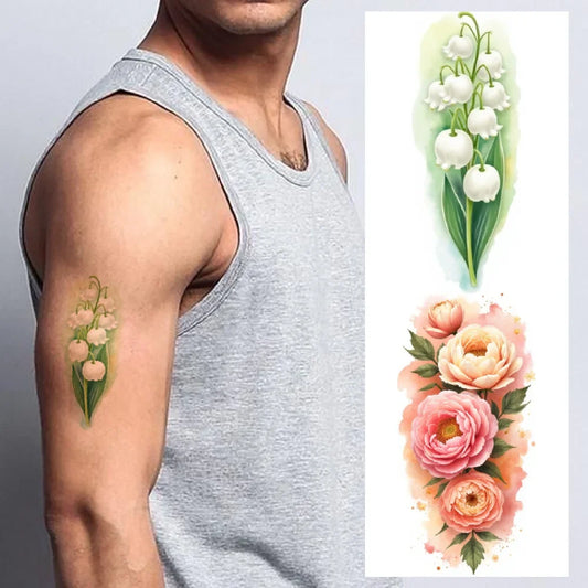 9-Piece Watercolor Flower Temporary Tattoos – Realistic Floral Temporary Tattoo Stickers Oasis Select