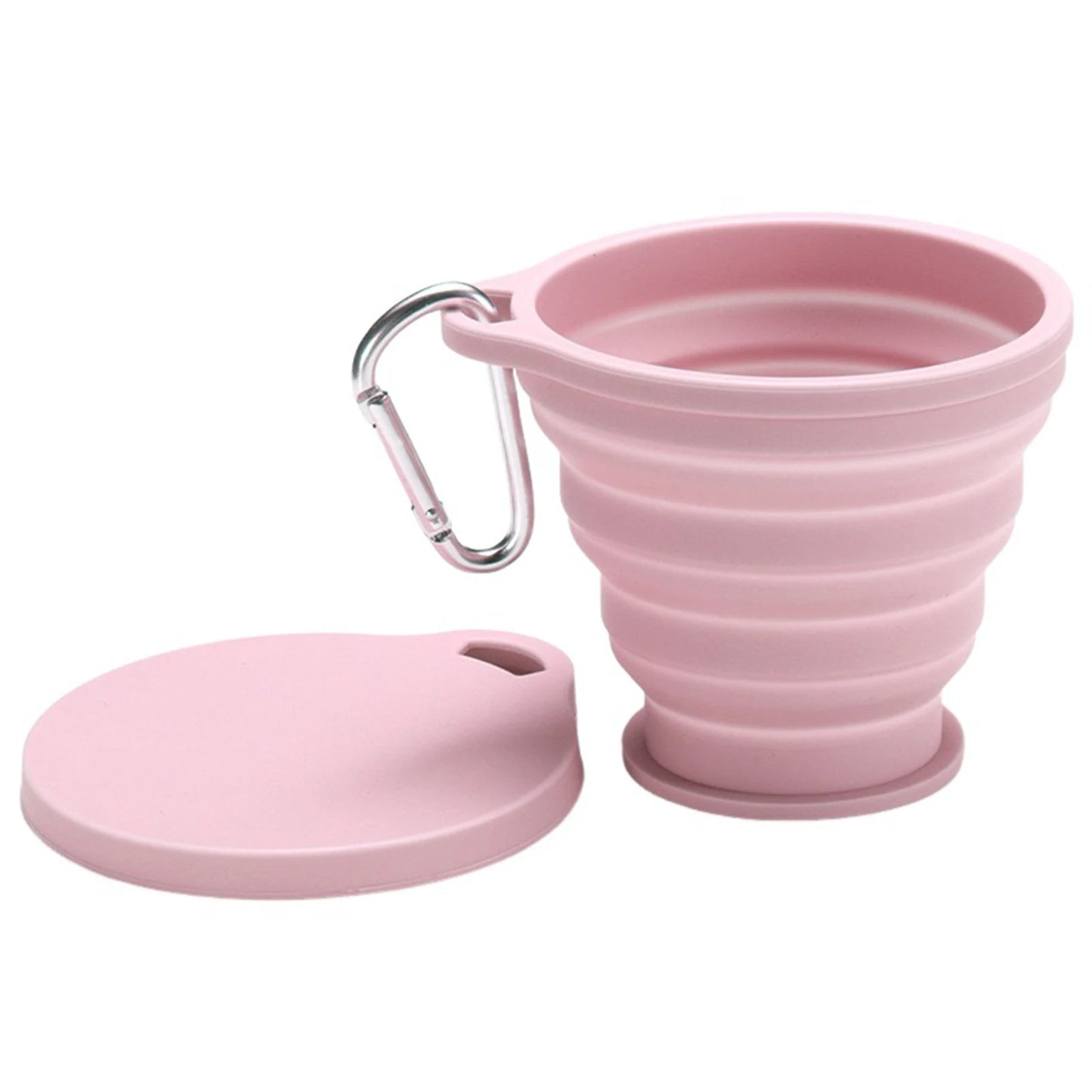 Foldable Silicone Water Cup Non BPA Lightweight Portable Collapsible Leakproof Water Cup For Travel Camping Outdoor Activities Peaceful Pleasures Health and Wellness Pink