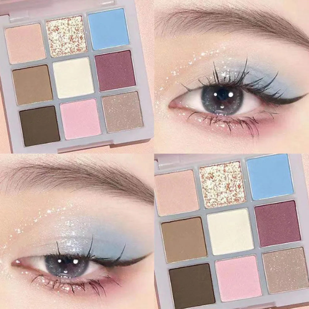 JADED 9-Color Eyeshadow Palette – Matte, Shimmer & Glitter