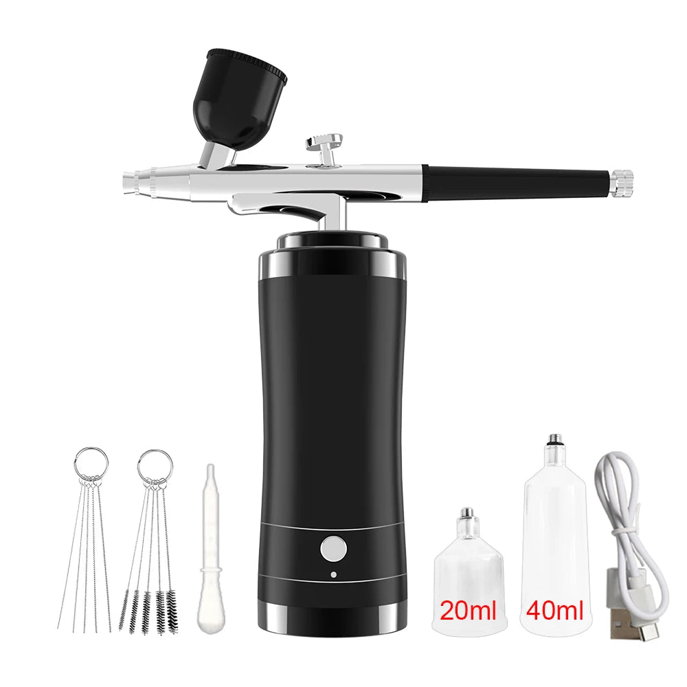 Portable Airbrush Nail with Compressor Airbrush Nail Machine for Nails Art Painting Crafts Wireless Air Brush with Compressor Peaceful Pleasures Health and Wellness Black