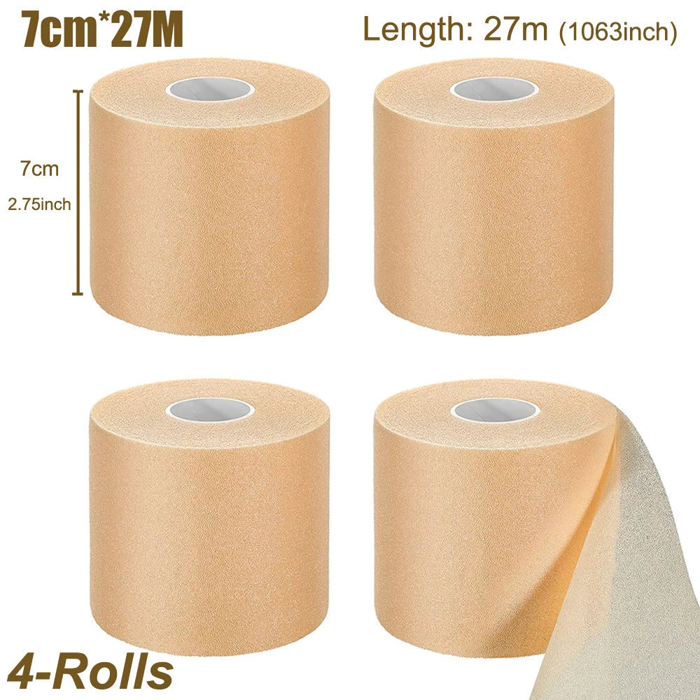4-Rolls Athletic Pre Bandage Wrap Tape, Foam Underwrap Athletic Tape, Sport Pre wrap Athletic Tape for Hair Ankle Wrists Knees Peaceful Pleasures Health and Wellness 7cm X 27m ( 4Rolls)