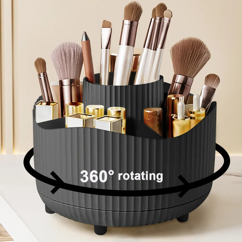 360° Rotating Makeup Organizer – Brush & Lipstick Holder