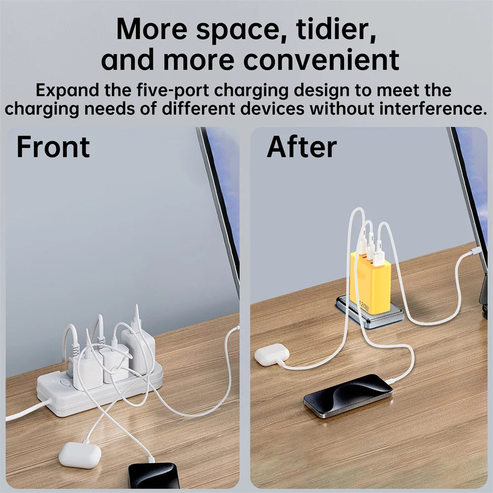 120W 5-in-1 USB-C Desktop Fast Charger QC3.0 | Multi-Port
