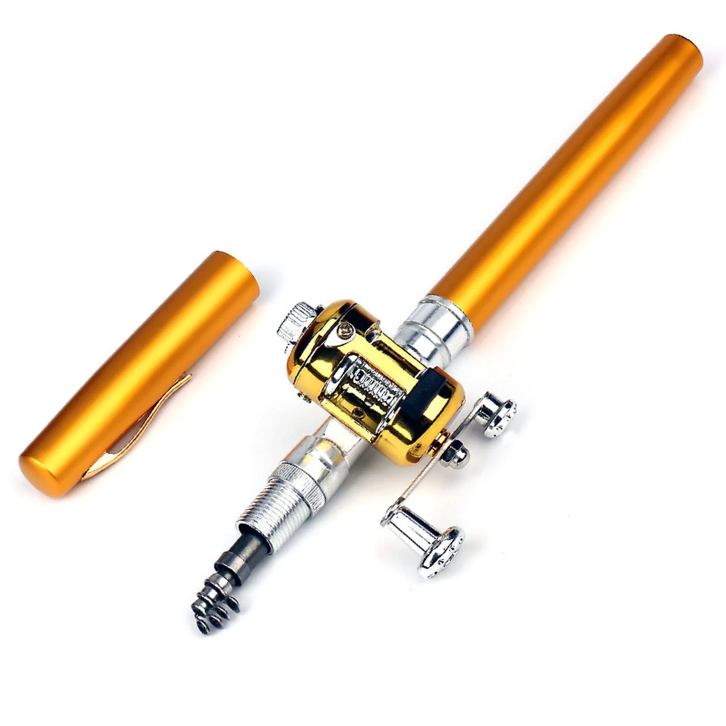 Mini Aluminium Alloy Lure Fishing Rods Stable Lightweight Durable Fishing Pole Rod for Freshwater Saltwater Fishing Peaceful Pleasures Health and Wellness Gold