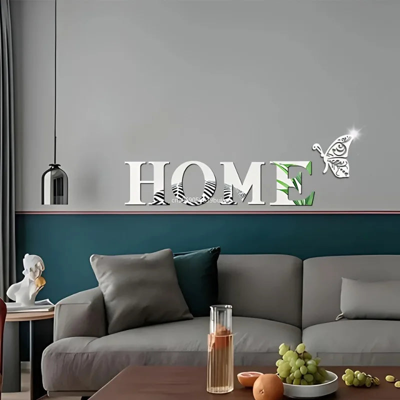 3D Acrylic DIY Mirror Large Self-Adhesive Removable Wall Stickers Family English Alphabet Living Room Bedroom Home Decorations Peaceful Pleasures Health and Wellness