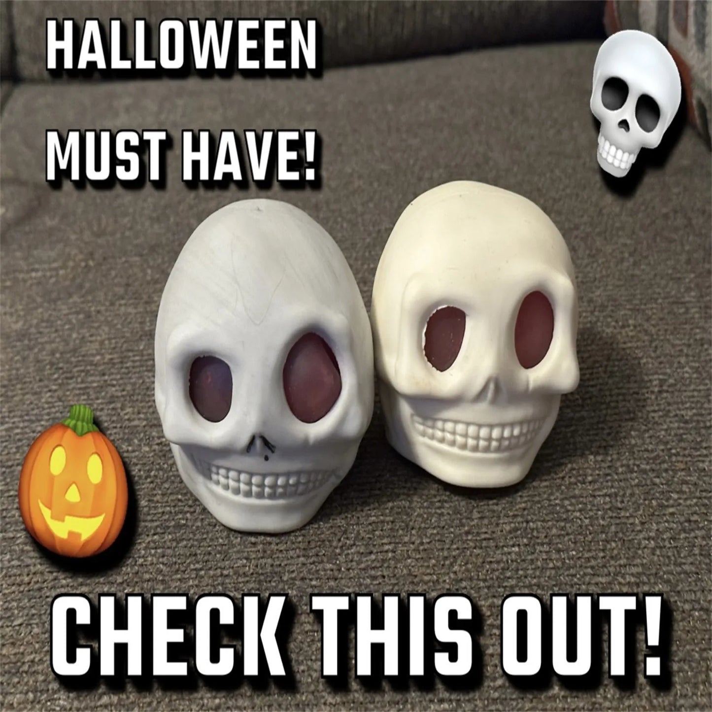Halloween Squeeze Toys Skull Stress Ball Halloween Squishy Toys Skeleton Head Ugly Cute Bursting Eyes Wacky Creations Kid Toys Peaceful Pleasures Health and Wellness