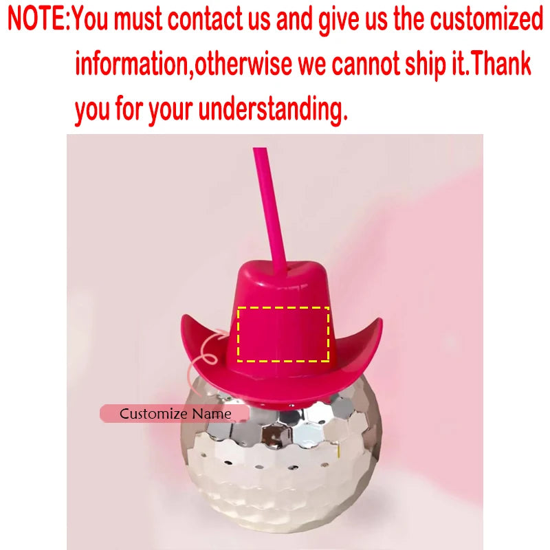 Personalized Disco Ball Cowboy Hat Cup 20oz | Bachelorette Party