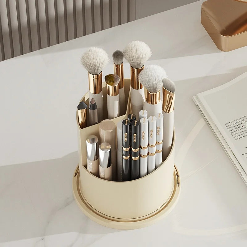 Rotating makeup brush storage box to give your dressing table a new look and easy storage Peaceful Pleasures Health and Wellness