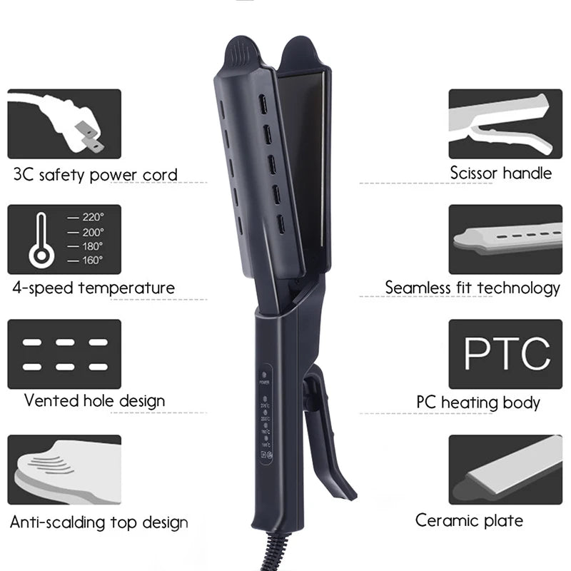 Electric Hair Straightener Hair Straightening Bangs Portable Steam Straightener for Home Splint Constant Temperature 4 Gears Peaceful Pleasures Health and Wellness