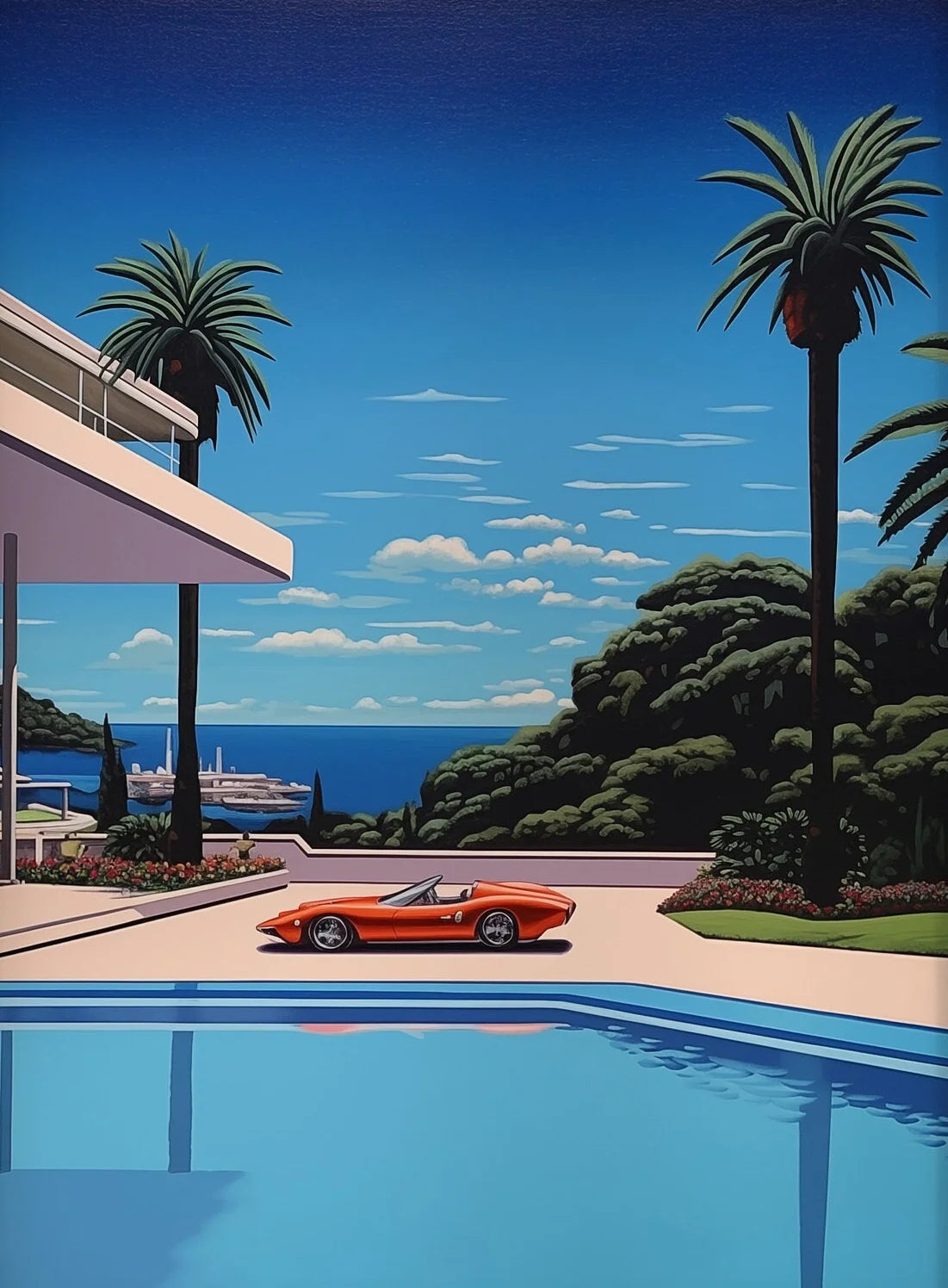 Vintage Hiroshi Nagai Pop Poster Retro 80's Beach Summer Pool Surrealism Canvas Painting Wall Art for Living Room Home Deco Peaceful Pleasures Health and Wellness