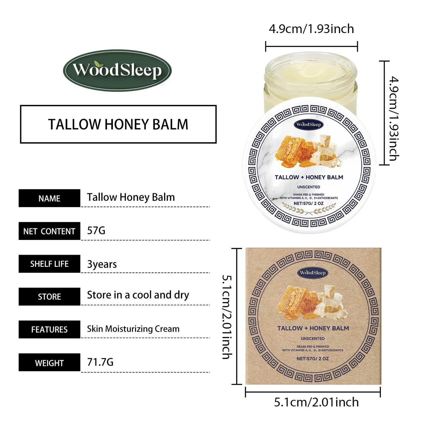 WoodSleep Tallow Honey Balm – Moisturizing Body Cream