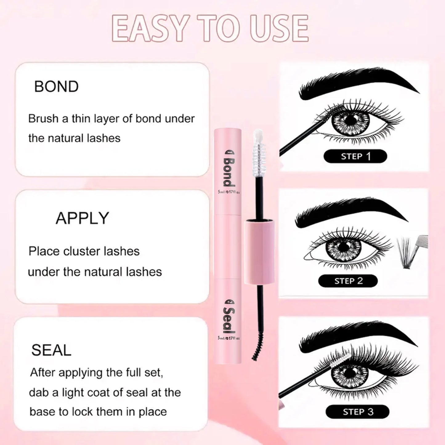 Lash Bond and Seal 5ml Individual Lashes Glue and Seal Super Strong Hold Lash Extension and Lash Glue Remover Tweezers Kit Peaceful Pleasures Health and Wellness