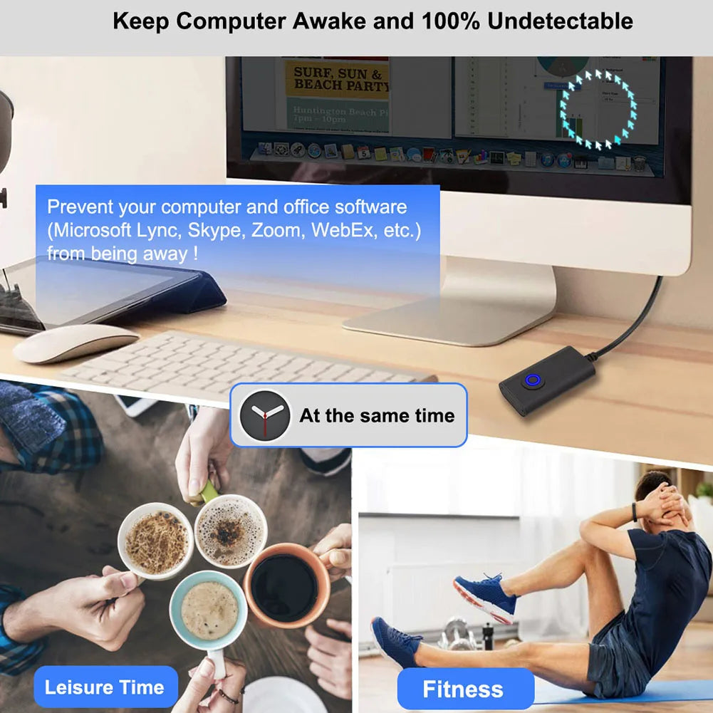 2-in-1 USB & Type-C Mouse Jiggler with ON/OFF Switch Peaceful Pleasures Health and Wellness